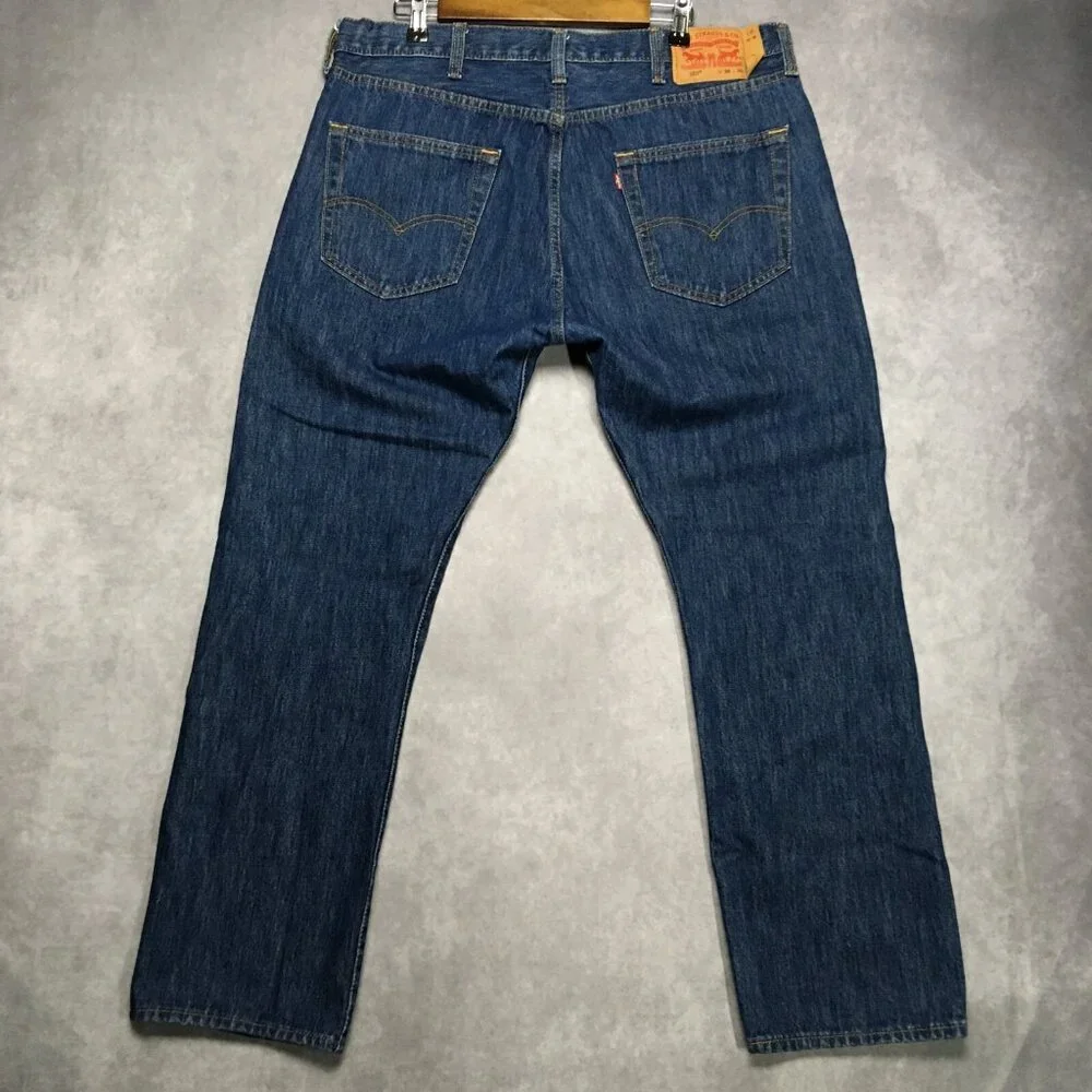 Levis Mens 501 Original Fit Blue Jeans size 38x30 Button Fly Cotton Denim Copper
